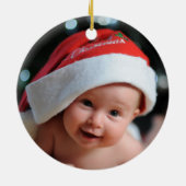 初めてのクリスマス、カスタム写真、サンおもしろいタ飛行機 セラミックオーナメント (裏面)