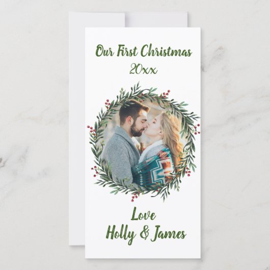初めてのクリスマス,カップルの写真,名前 カード (正面)