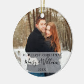 初めてのクリスマス カップル 名前と写真 セラミックオーナメント (左)