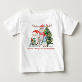 初めてのクリスマス サンタと仲間たち ベビーTシャツ
