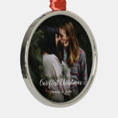 初めてのクリスマス|スクリモダンプトカップル写真 メタルオーナメント (右)