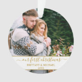 初めてのクリスマス·スタイリッシュ金ゴールド·カップル オーナメント (正面)