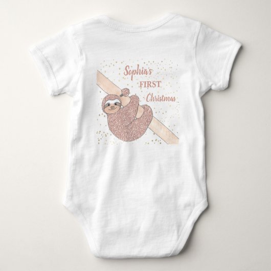 初めてのクリスマス・スロスをパーソナライズ ベビーボディスーツ (裏面)