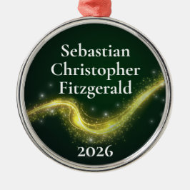 初めてのクリスマス ダークグリーン 新生児 誕生記念 メタルオーナメント