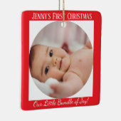 初めてのクリスマス パーソナライズされた セラミックオーナメント (右)