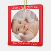初めてのクリスマス パーソナライズされた セラミックオーナメント (左)