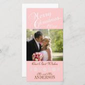 初めてのクリスマス フォト カード ピンクの雪の結晶 (正面/裏面)