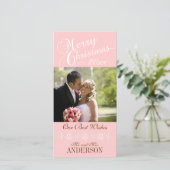 初めてのクリスマス フォト カード ピンクの雪の結晶 (スタンド正面)