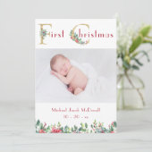 初めてのクリスマス、ベイビー写真のお知らせ 招待状 (スタンド正面)