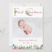 初めてのクリスマス、ベイビー写真発表 招待状 (正面)