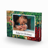 初めてのクリスマス |ベビー記念 |抽象芸術緑 フォトブロック (右)