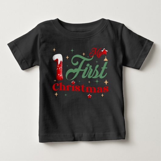 初めてのクリスマス　ベビー ファイン Jersey Tシャツ (正面)