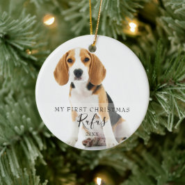 初めてのクリスマス　ペット写真 セラミックオーナメント