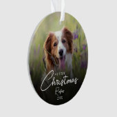 初めてのクリスマス ペット フォト エレガント スクリプト オーナメント (正面)