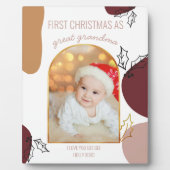 初めてのクリスマス |ホリーシェイプ金ゴールドアーチ写真 フォトプラーク (正面)