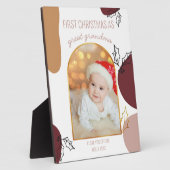 初めてのクリスマス |ホリーシェイプ金ゴールドアーチ写真 フォトプラーク (側面)