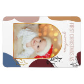 初めてのクリスマス |ホリーシェイプ金ゴールドアーチ写真 マグネット (横)