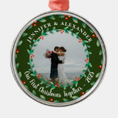 初めてのクリスマス ホーリー 写真 メタルオーナメント (正面)