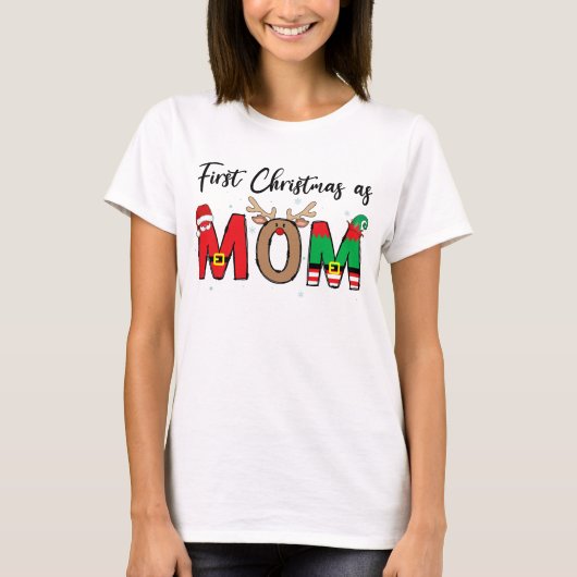 初めてのクリスマス ママ ファミリーマッチング クリスマス Tシャツ (正面)