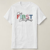 初めてのクリスマス メンズ ホワイト Tシャツ (デザイン正面)