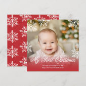 初めてのクリスマス レッド グラデーション スクエア ホリデー シーズンカード (正面/裏面)