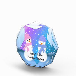初めてのクリスマス、二人の雪だるま フォトブロック