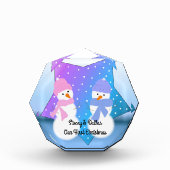 初めてのクリスマス、二人の雪だるま フォトブロック (正面)