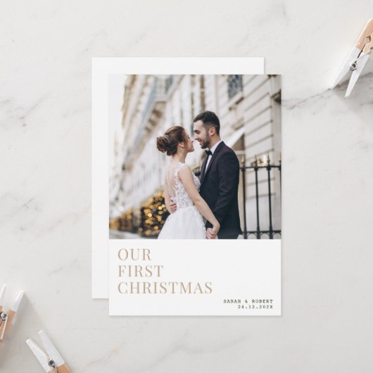 初めてのクリスマス |休日結婚のお知らせ カード (正面/裏面インサイチュ)