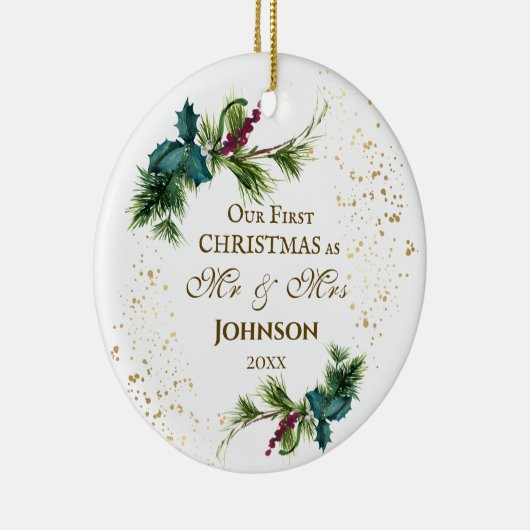 初めてのクリスマス:冬のご主感動的人 セラミックオーナメント (右)