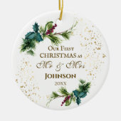 初めてのクリスマス:冬のご主感動的人 セラミックオーナメント (正面)