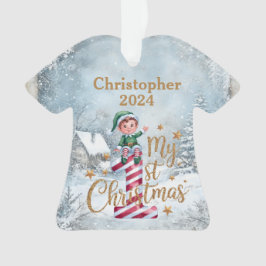 初めてのクリスマス 名入れアクリルTシャツ オーナメント