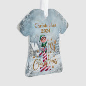 初めてのクリスマス　名入れアクリルTシャツ オーナメント (正面)