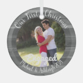 初めてのクリスマス 婚約した ガラスオーナメント (正面)