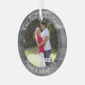 初めてのクリスマス 婚約した ガラスオーナメント (正面左)