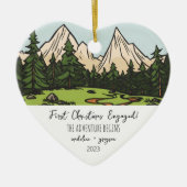 初めてのクリスマス 婚約した セラミックオーナメント (正面)