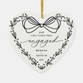 初めてのクリスマス 婚約した セラミックオーナメント (正面)