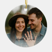 初めてのクリスマス 婚約した セラミックオーナメント (正面)