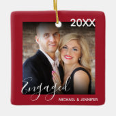 初めてのクリスマス 婚約した |フォトクリスマスツリー セラミックオーナメント (正面)