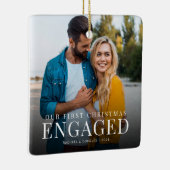 初めてのクリスマス 婚約した |ミニマル写真のカスタム セラミックオーナメント (右)
