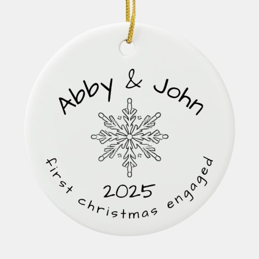 初めてのクリスマス　婚約オルナメント　ミニマル セラミックオーナメント (正面)