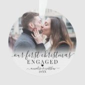 初めてのクリスマス 婚約カップル 2枚の写真 オーナメント (正面)