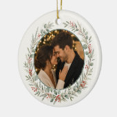 初めてのクリスマス 婚約記念のフォト セラミックオーナメント (左)