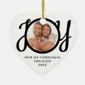 初めてのクリスマス 婚約記念フォト ハート型 セラミックオーナメント (正面)