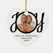 初めてのクリスマス 婚約記念フォト ハート型 セラミックオーナメント (裏面)