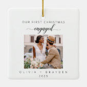 初めてのクリスマス 婚約記念写真 ホリデー セラミックオーナメント (裏面)