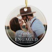 初めてのクリスマス 婚約記念 写真  セラミックオーナメント (正面)