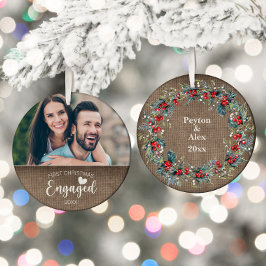 初めてのクリスマス 婚約 バラックラフト Photo セラミックオーナメント