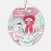 初めてのクリスマス,孫娘,かわいいスノービー セラミックオーナメント (左)