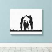 初めてのクリスマス,，家族のクリスマス，家族のマッチング キャンバスプリント (インサイチュ (ウッドフロア))