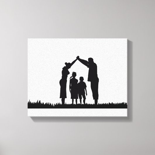 初めてのクリスマス,，家族のクリスマス，家族のマッチング キャンバスプリント (正面)